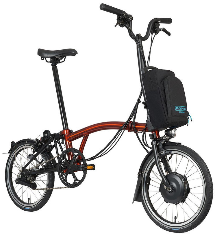 Brompton  Electric C Line Explore 12 Speed Electric Folding Bike High Handlebar Flame Lacquer