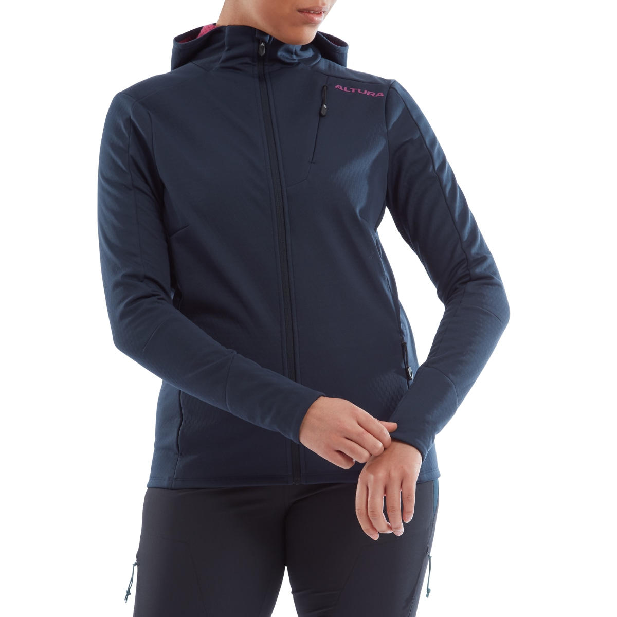 Altura  Cave Women’s Softshell Cycling Hoodie in Navy/Pink 12 NAVY/PINK