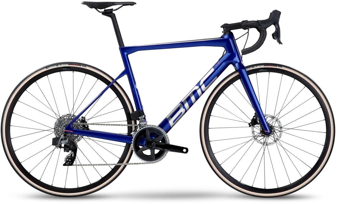 BMC 2022  Teammachine SLR FOUR AXS HRD Road Bike in Blue and Brushed Aluminium 56 SPARKLING BLUE & BRU