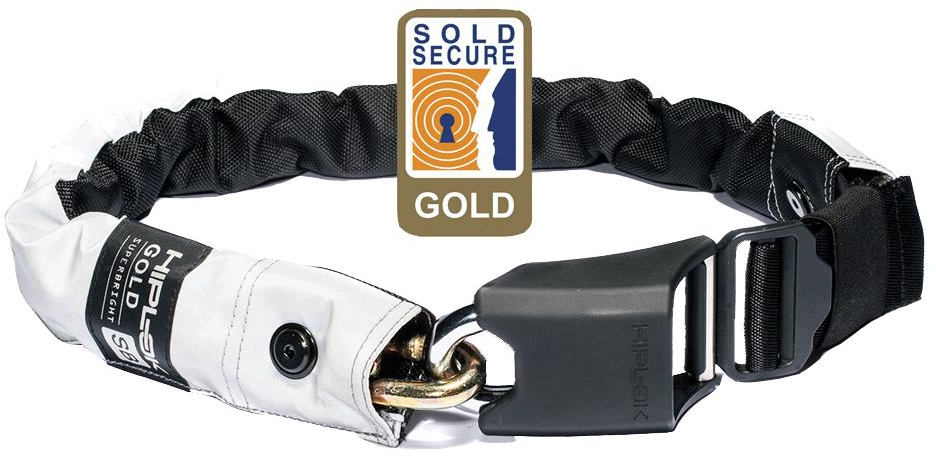 Hiplok  Gold Wearable Superbright Chain Lock 10x850mm Sold Secure Gold  HI-VIZ