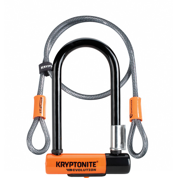 Kryptonite  Evolution Mini 7 Lock With Cable - Sold Secure Gold MINI Black / Orange