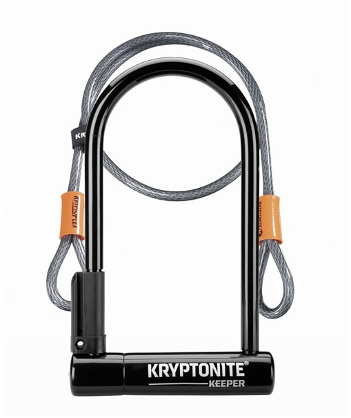 Kryptonite  Keeper 12 Standard with Flex - Sold Secure Silver STANDARD WITH 4 FT KRYPTOFLEX Black