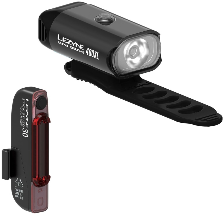 Lezyne Mini Drive 400XL/Stick Drive LED Light Pair Black