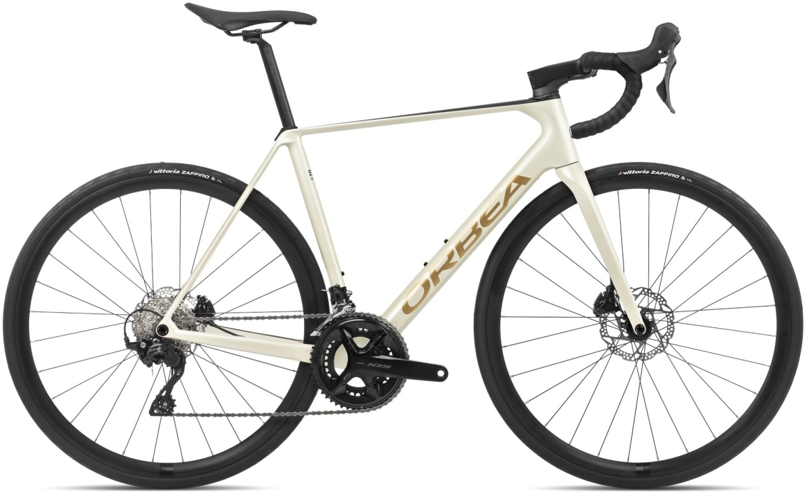 Orbea 2024  Orca M30 Road Bike 53 Ivory White-Burgundy (Gloss)-Vulcano (Matt)