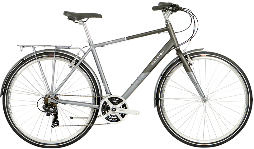 Raleigh 2021  Pioneer Crossbar Hybrid Bike in Black and Silver Mens Bike 17 Black and Silver