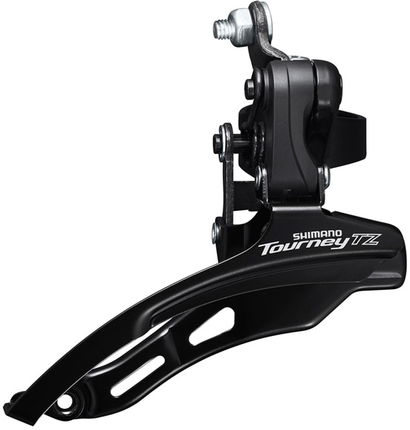 Shimano  Tourney FDTZ510 6 Speed MTB Front Derailleur Down Swing Down Pull 28.6 MM - DOWN PULL - CONV. FOR 48T Black / Silver