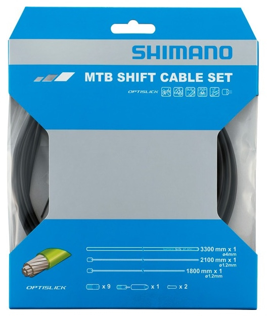 Shimano  MTB Gear Cable Set OPTISLICK Coated Stainless Steel Inners ONE SIZE Black