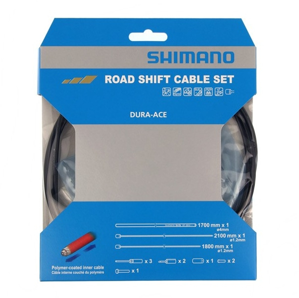 Shimano  Road Gear Cable Set Polymer Coated Inners ONE SIZE Black
