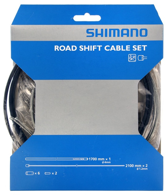 Shimano  Road Gear Cable Set Steel Inner Wire ONE SIZE Black