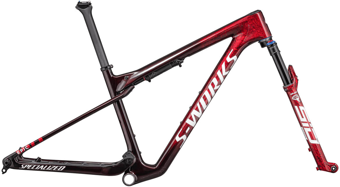 Specialized 2023  S-Works Epic World Cup Frameset S Gloss Red Tint / Flake Silver Granite / Metallic White Silver
