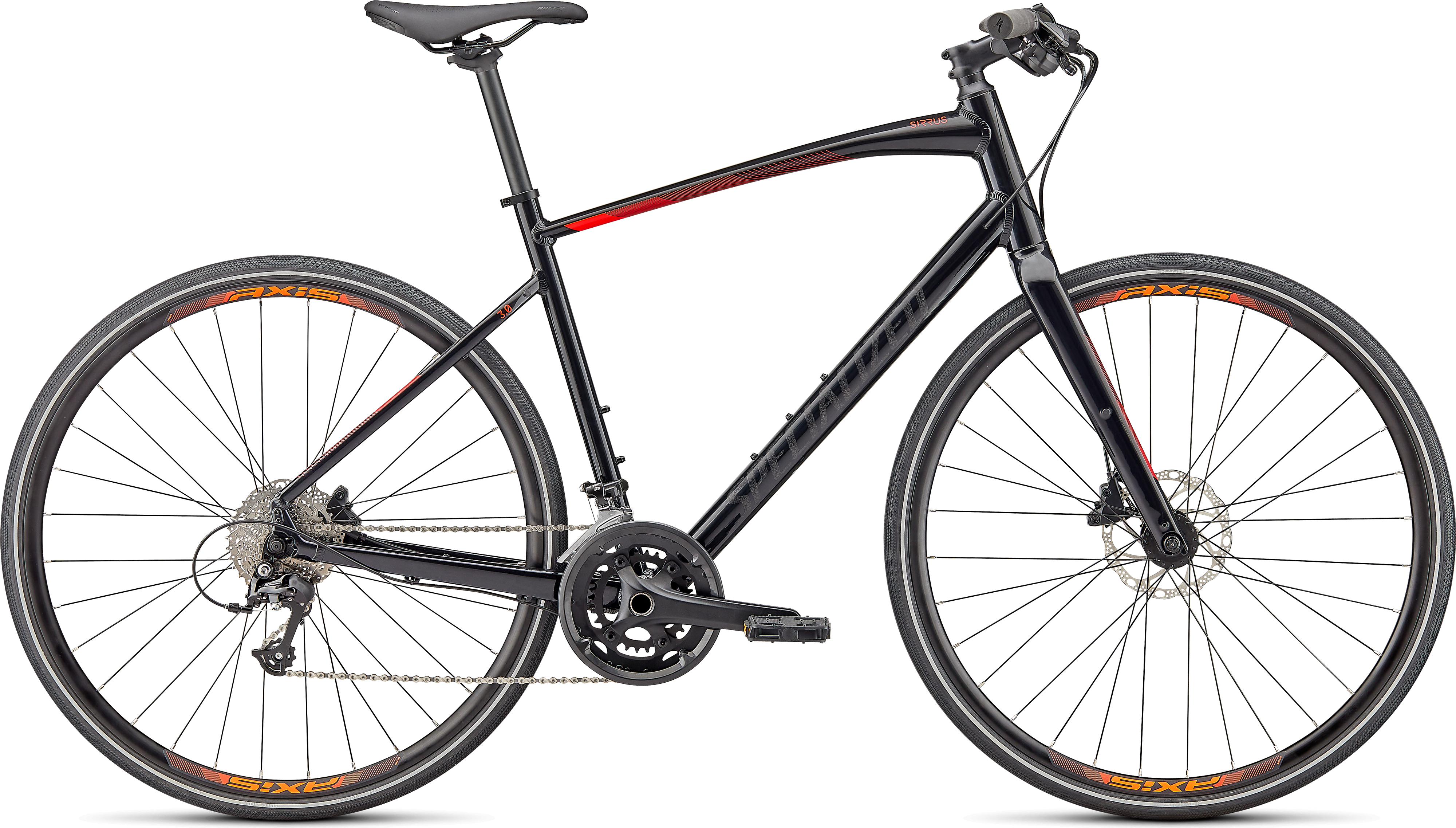 Specialized 2022  Sirrus 3.0 Hybrid Bike XS GLOSS CAST BLACK / ROCKET RED / SATIN BLACK REFLECTIVE