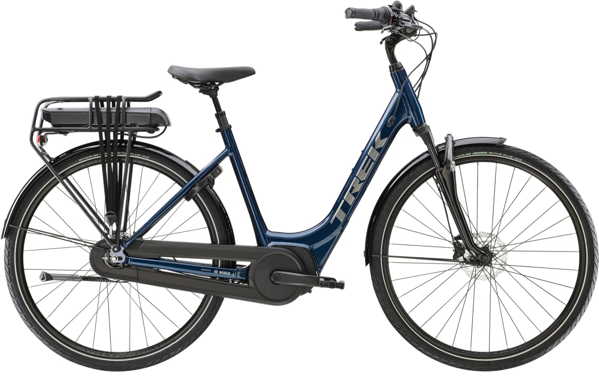 Trek 2023  District+ 2 Lowstep 300Wh Hybrid Electric Bike M - 28 WHEEL MULSANNE BLUE