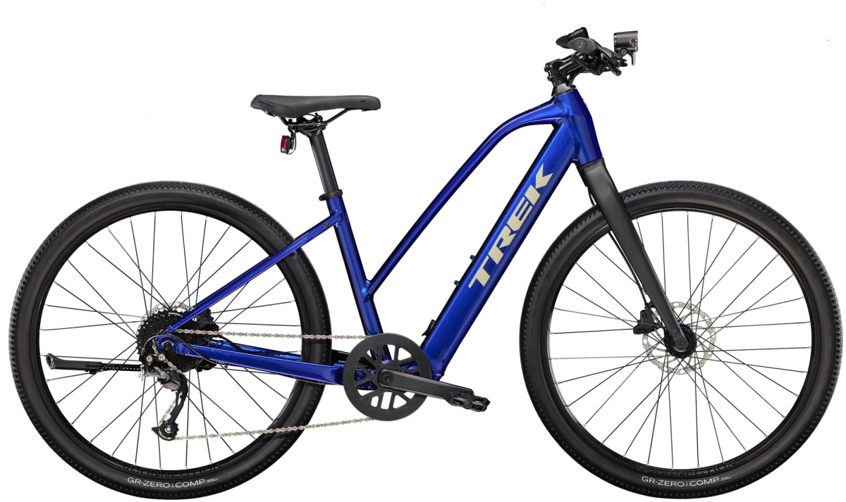 Trek 2023  Dual Sport+ 2 Stagger Electric Hybrid Bike in Galactic Grey XL - 27.5 WHEEL HEX BLUE