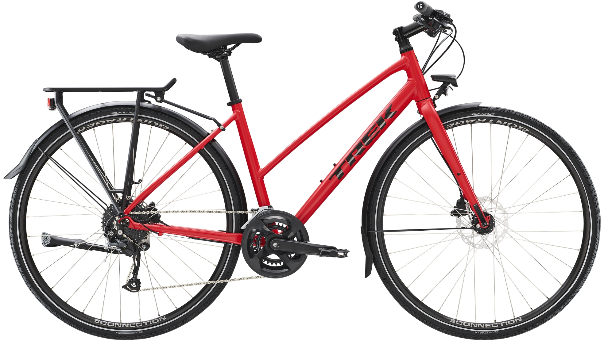 Trek 2023  FX 2 Disc Equipped Stagger Hybrid Bike L SATIN VIPER RED