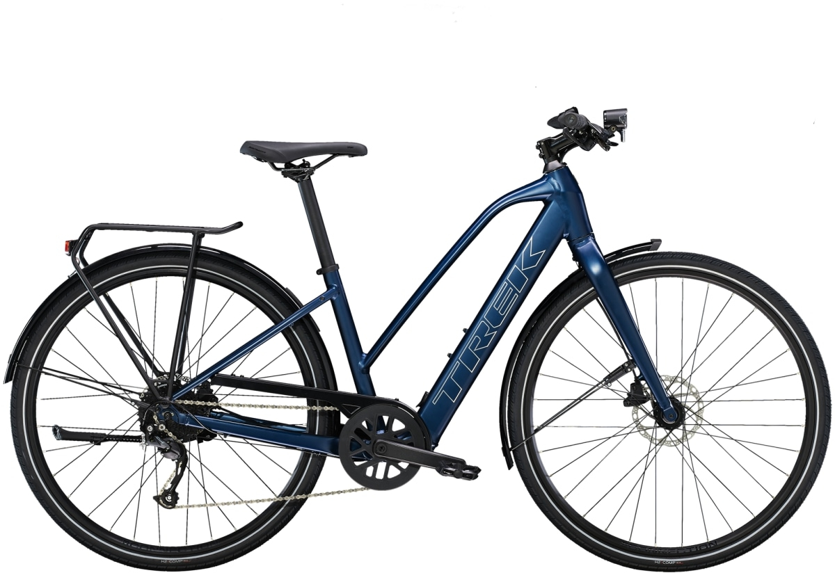 Trek 2023  FX+ 2 Stagger Hybrid Electric Bike L - 28 WHEEL SATIN MULSANNE BLUE
